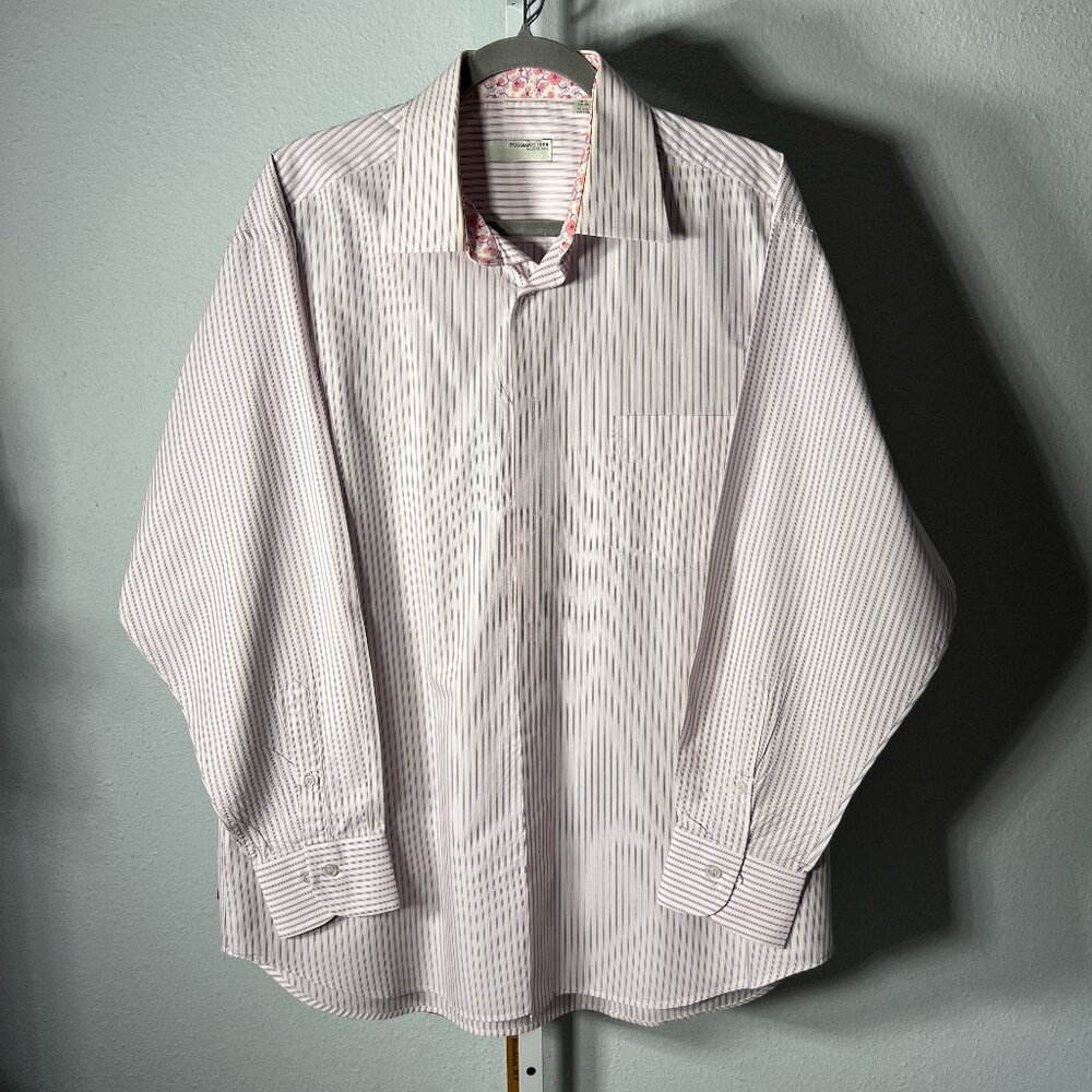 Poggianti 1958 100% Cotton Pink Striped Long-Sleeve Button-Up SZ Lrg